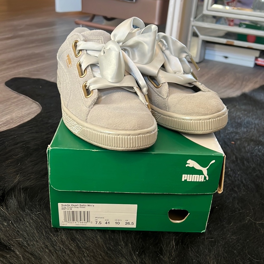 Puma size 10 suede heart satin sneakers